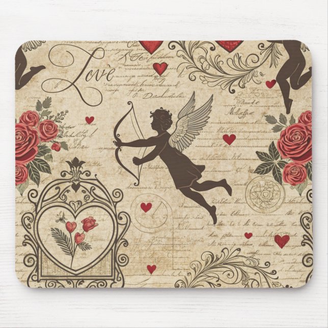 Vintage Cupid's Romantic Pattern (6) Mouse Pad (Front)