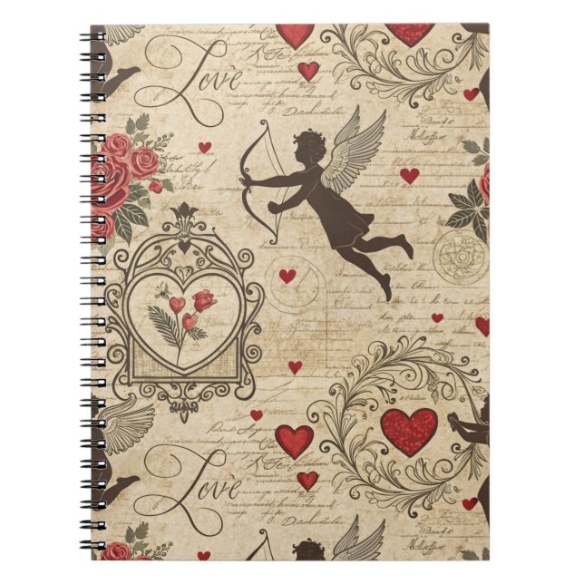 Vintage Cupid's Romantic Pattern (6) Notebook (Front)
