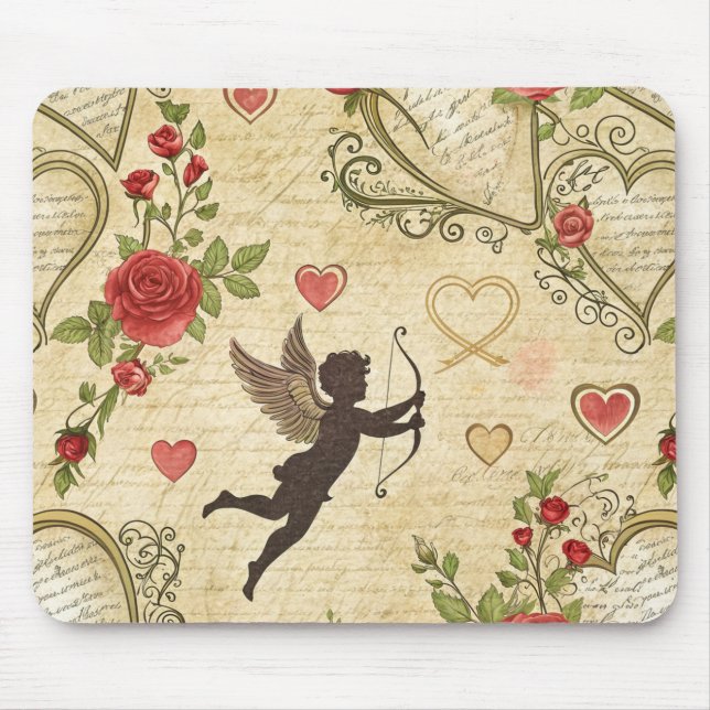 Vintage Cupid's Romantic Pattern (7) Mouse Pad (Front)