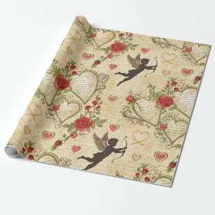 Vintage Cupid's Romantic Pattern (7) Wrapping Paper