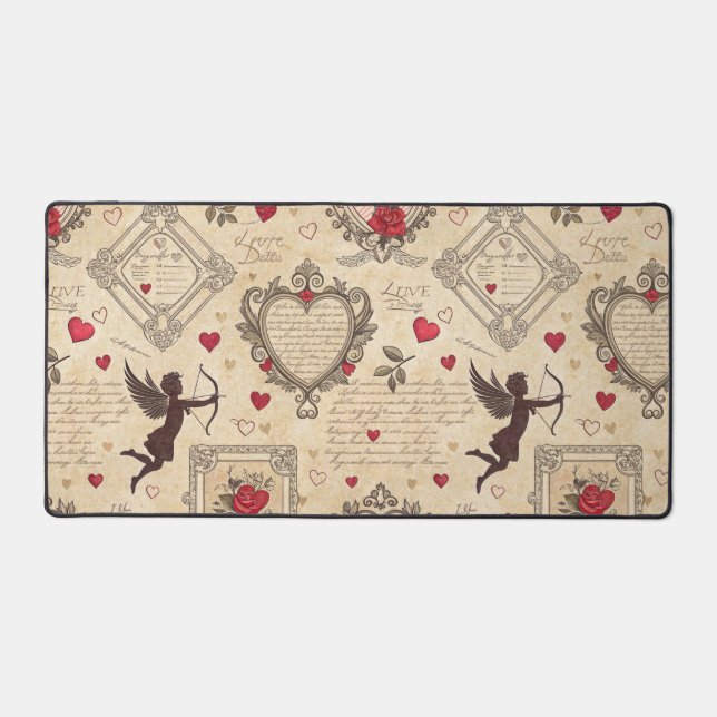Vintage Cupid's Romantic Pattern (8) Desk Mat (Front)