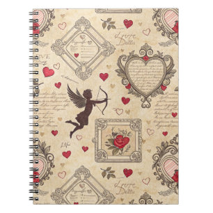 Vintage Cupid's Romantic Pattern (8) Notebook