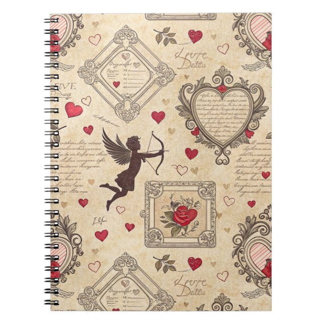 Vintage Cupid's Romantic Pattern (8) Notebook (Front)