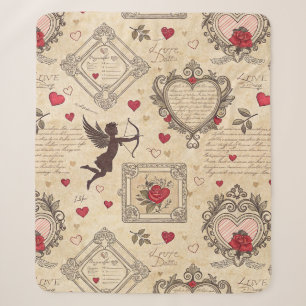 Vintage Cupid's Romantic Pattern (8) Sherpa Blanket