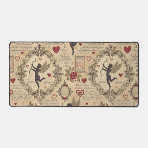 Vintage Cupid's Romantic Pattern (9) Desk Mat
