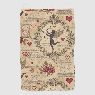 Vintage Cupid's Romantic Pattern (9) Golf Towel
