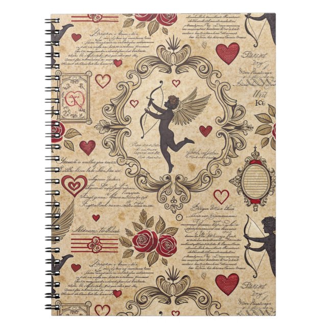 Vintage Cupid's Romantic Pattern (9) Notebook (Front)