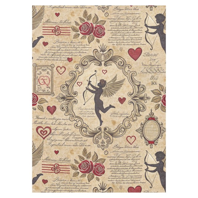 Vintage Cupid's Romantic Pattern (9) Tablecloth (Front)