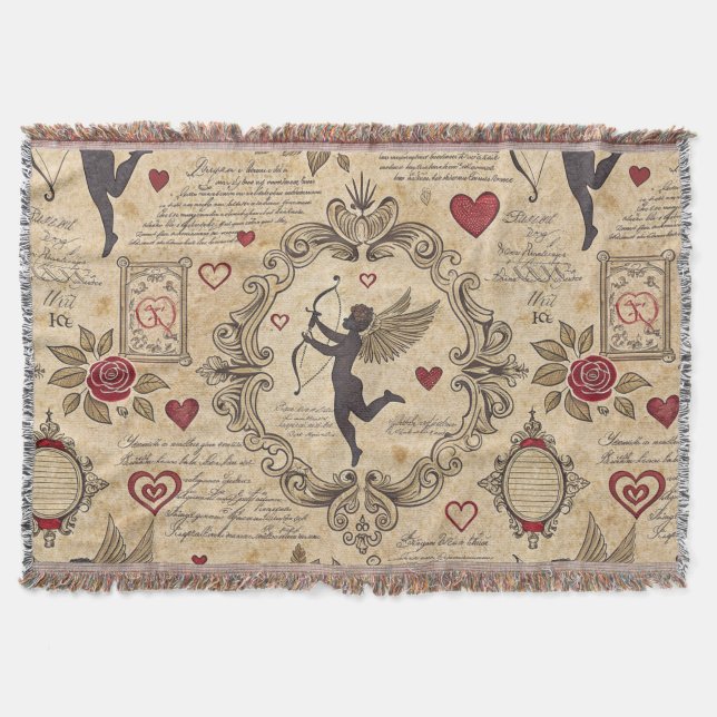 Vintage Cupid's Romantic Pattern (9) Throw Blanket (Front)