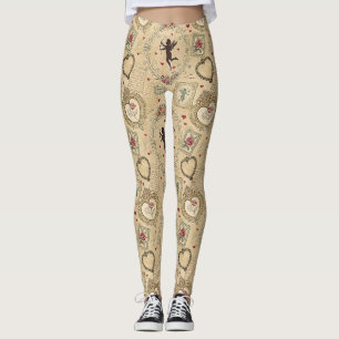 Vintage Cupid's Romantic Pattern Leggings