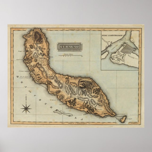 Vintage Curacao Map (1823) Poster (Front)