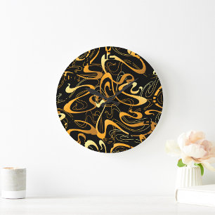 Vintage Curl Texture Swirls  Large Clock