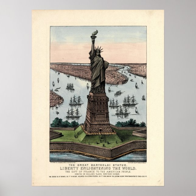 Vintage Currier & Ives Statue of Liberty Poster (Front)