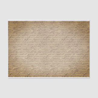 Vintage Cursive Writing Text on Parchment Pattern Tissue Paper