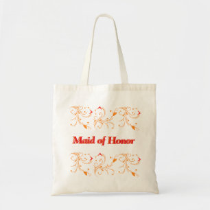 Vintage Curved Floral Maid of Honour Tote Bag