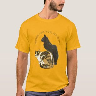 Vintage Custom Art Nouveau Cats, Black & Calico T-Shirt