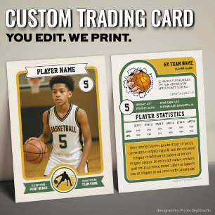 Vintage Custom Basketball Trading Card, Green Calling Card