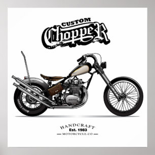 Vintage Custom Chopper Motorcycle Poster