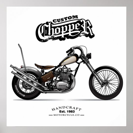 Vintage Custom Chopper Motorcycle Poster Zazzle Com Au
