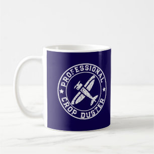 Vintage Custom Crop Duster Aircraft White Text Mu Coffee Mug