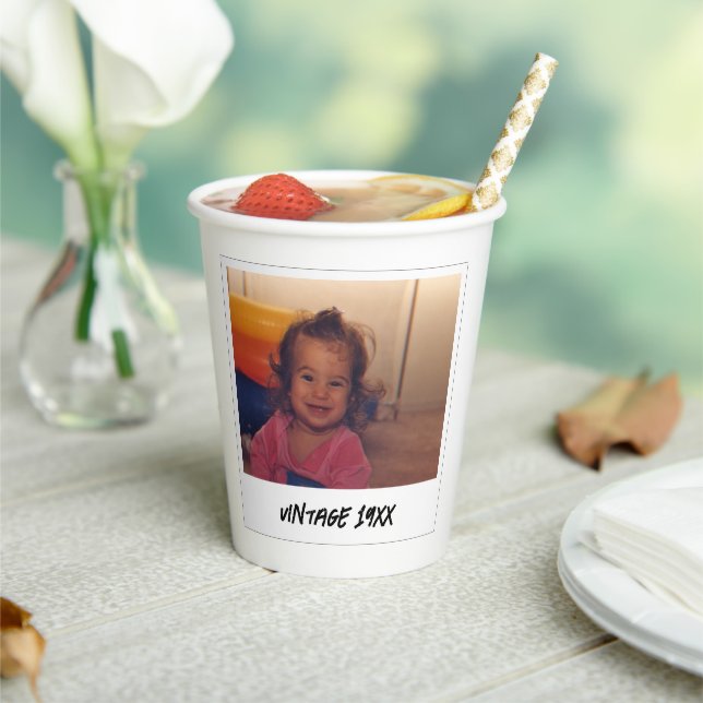 Vintage Custom Face Personalised Paper Party Cups (Insitu)