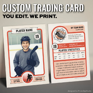 Vintage Custom Hockey Trading Card, Red Player Calling Card