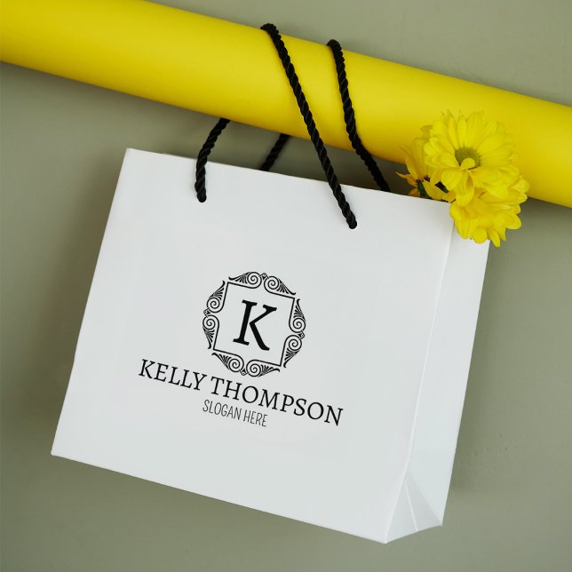 Vintage Custom Monogram, Small Business Large  Rubber Stamp (Creator Uploaded)