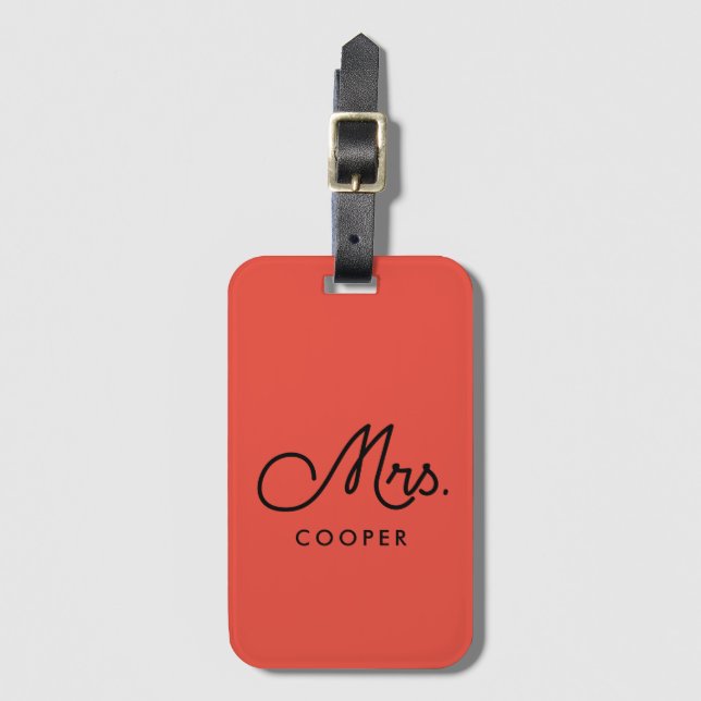 Vintage custom Mrs Luggage Tag (Front Vertical)
