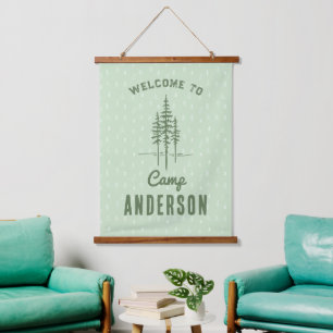 Vintage Custom Name Camp Tree Family Hanging Tapestry
