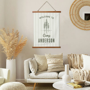 Vintage Custom Name Camp Tree Family Hanging Tapestry