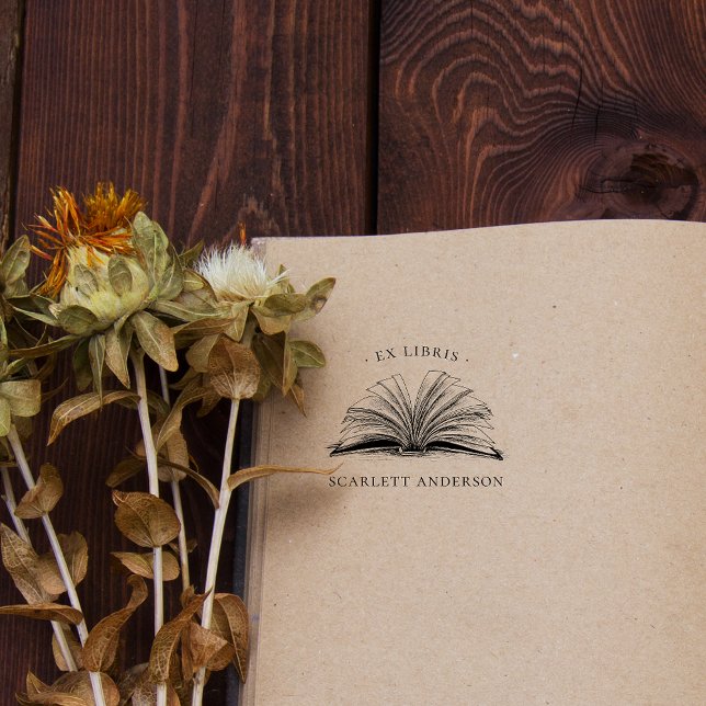  Vintage Custom Name Elegant Library Book Rubber Stamp (Creator Uploaded)