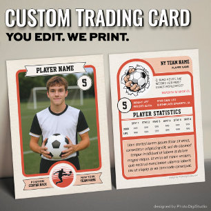Vintage Custom Soccer Trading Card, Red Player Calling Card