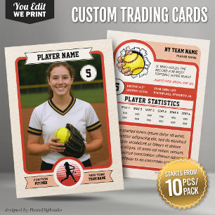 Vintage Custom Softball Trading Card 10 pcs/pack
