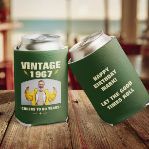 Vintage Custom Year Birthday Party Favor Photo Can Cooler