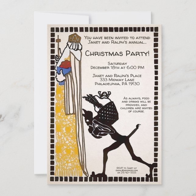 Vintage Customisable Christmas Party Invitation (Front)