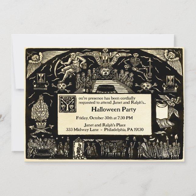 Vintage Customisable Funeral Style Invitation (Front)