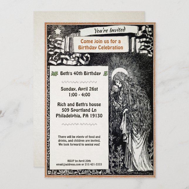 Vintage Customisable Party Invitation (Front/Back)