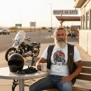 Vintage Customizable Est 1971 Grumpy Ol' Biker  T-Shirt