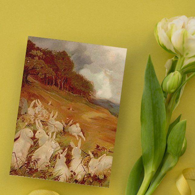 Vintage Cute Animal Easter | Bunny  Holiday Card (Creator Uploaded)