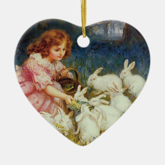 Vintage Cute Animal Easter  Ceramic Tree Decoration (Front)