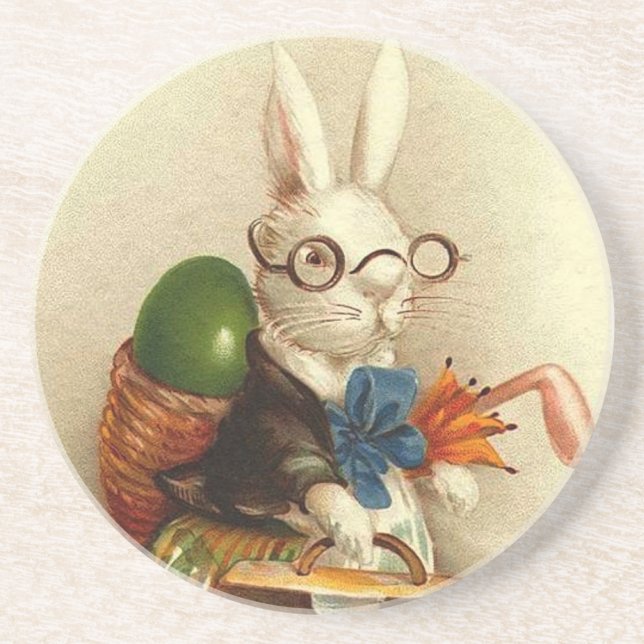 Vintage Cute Animal Easter  Coaster (Front)