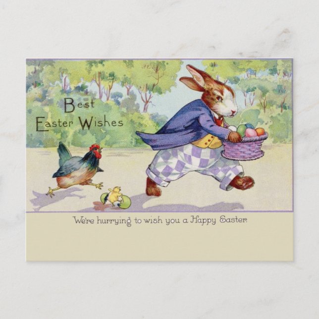 Vintage Cute Animal Easter  Postcard (Front)