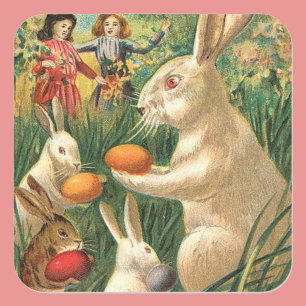 Vintage Cute Animal Easter  Square Sticker