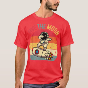 Vintage Cute Astronaut Two the Moon 5th Birthday S T-Shirt