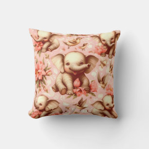 Vintage Cute Baby Elephant Pattern Cushion