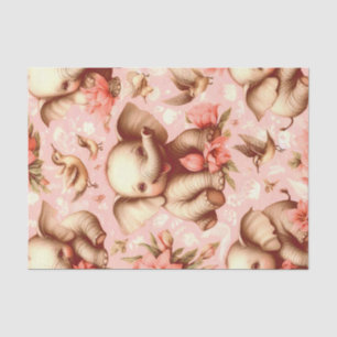 Vintage Cute Baby Elephant Pattern Tissue Paper