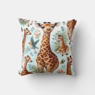 Vintage Cute Baby Giraffe Pattern Cushion