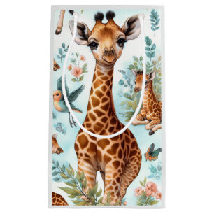 Vintage Cute Baby Giraffe Pattern Small Gift Bag