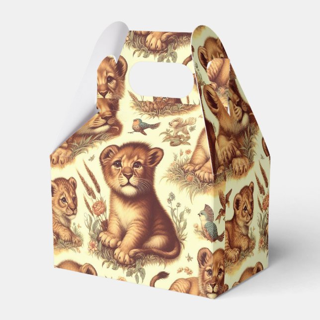 Vintage Cute Baby Lion Pattern Favour Box (Front Side)
