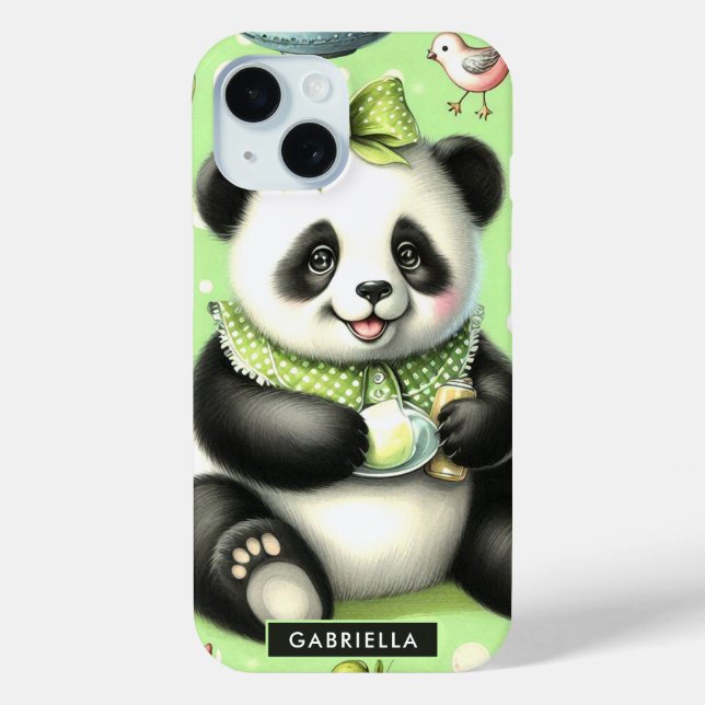 Vintage Cute Baby Panda Case-Mate iPhone Case (Back)